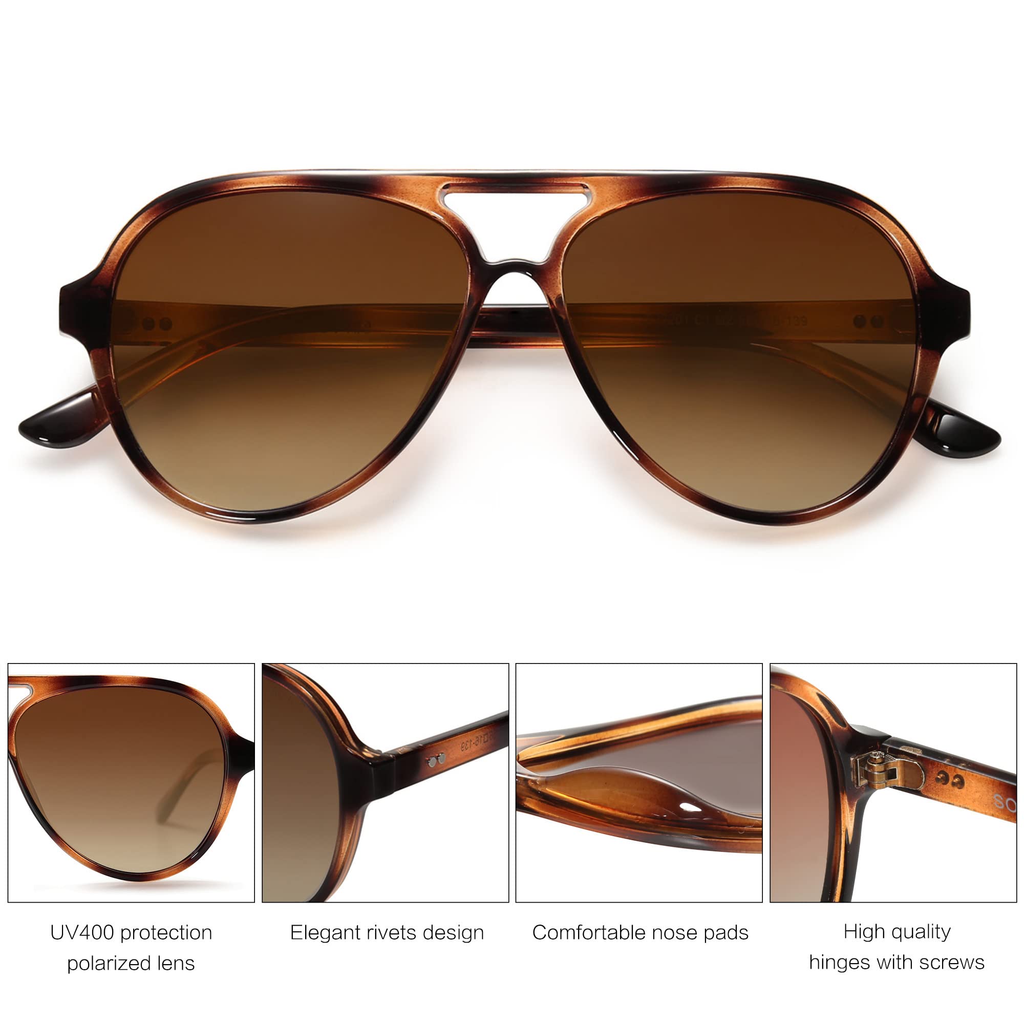Classic Polarized Aviator Sunglasses for Women Men