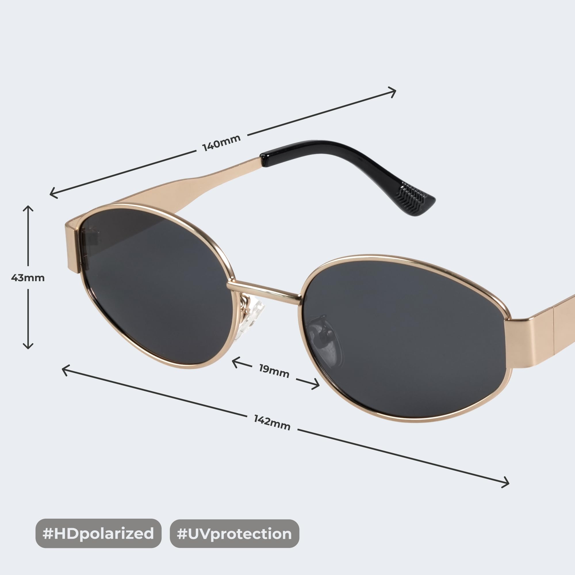 2025 Trendy Oval Sunglasses - Stylish Polarized Shades for Everyday - Retro Metal Frames