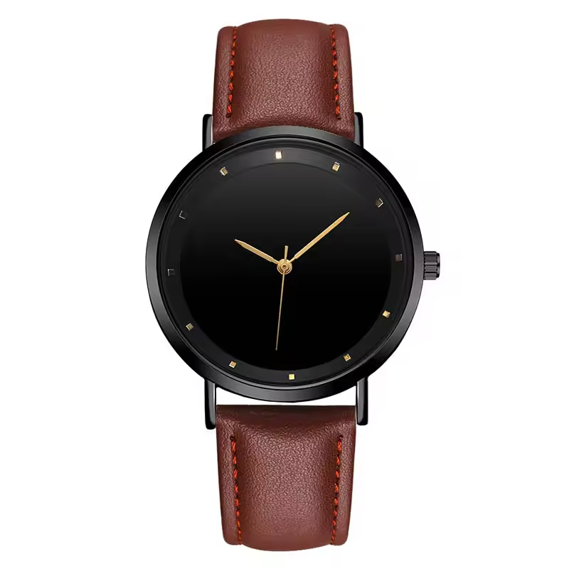 Simple Men's Leather Quartz Watch Custom Logo Women's Fashion Private Label Watch