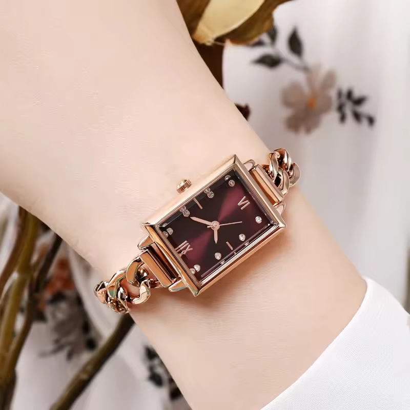 Oem High Quality Japanese Quartz Movement Watch Fashion Light Luxury Rectangular Waterproof Lady Quartz Watch